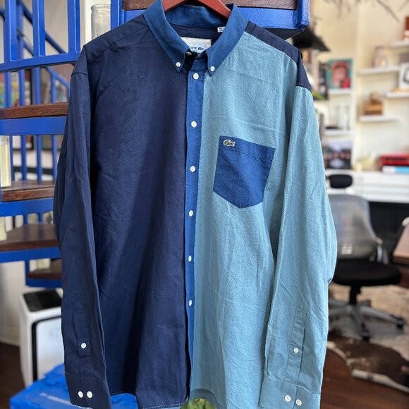 Lacoste Relaxed Fit Colorblock LS Button-Down (XL) - Picture 1 of 5